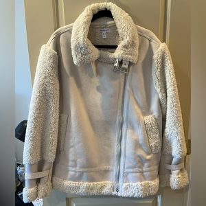 Faux shearling moto jacket